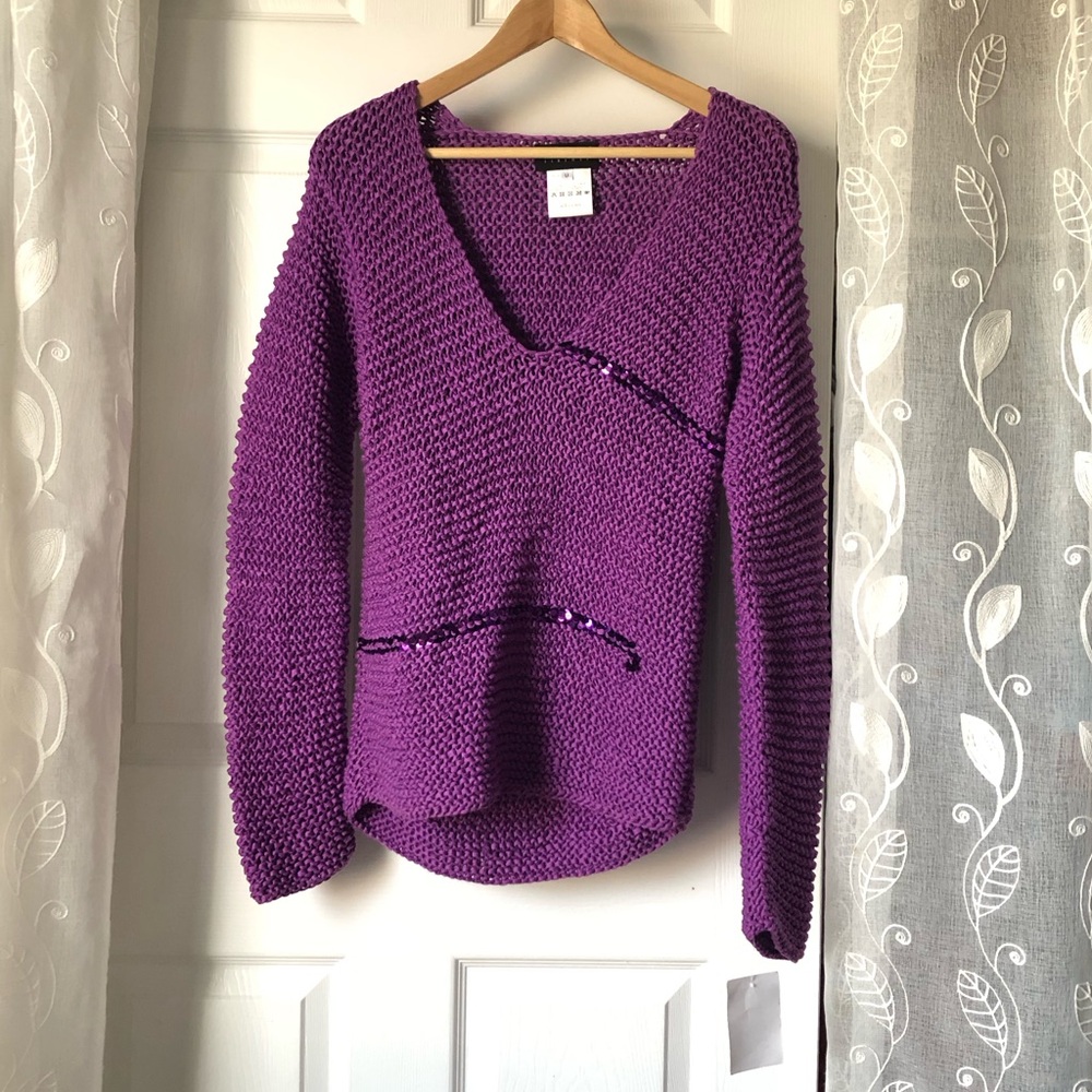 vintage Patrizia Pepe 100% cotton chunk knit v neck heavy sweater women sz M